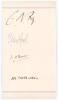 Hampshire C.C.C. 1909. Page very nicely signed in black ink by four Hampshire players. Signatures are C.B. Fry, Edward Sprot, Francis Bacon and the rarer Harold Barton who played only eight first-class matches. Slight smudging to the Fry signature, otherw