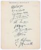 Warwickshire C.C.C. 1929. Large album page very nicely signed in black ink by ten members of the Warwickshire team. Signatures are Calthorpe (Captain), Wyatt, Kemp-Welch, Parsons, Santall, Mayer, Croom, Paine, Kilner and &lsquo;Tiger&rsquo; Smith. Very good condition