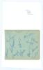 Essex C.C.C. c.1950. Album page laid down to book page extract, signed in blue ink by twelve Essex players and one other. Signatures include Vigar, Morris, Avery, R. Smith and the rarer H.A. Faragher (6 matches 1949-1950), G.R. Pullinger (18 matches 1949-