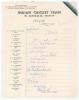&lsquo;Indian Cricket Team in Australia 1947-48&rsquo;. Very rare official autograph sheet with printed title and players&rsquo; names, fully signed in ink by all seventeen listed playing members of the touring party. Signatures are Amarnath (Captain), Hazare, Nayudu, Mank