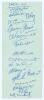 India tour to England 1952. Pair of joined album pages nicely signed in ink by seventeen playing members of the Indian touring party. Signatures are Hazare (Captain), Adhikari, Roy, Chowdury, Ghulam Ahmed, Gopinath, Ramchand, Shinde, Sarwate, Divecha, Umr