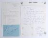 Indian Test cricketers. Three handwritten letters/ notes signed by Indian Test cricketers responding to requests for their autographs. Signatures are Ajay Kumar Sharma (one Test 1987/88) undated, Arshad Ayub (13 Tests 1987/88-1989/90) undated, and Aashish