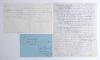Indian Test cricketers. Three handwritten letters/ notes signed by Indian Test cricketers responding to requests for their autographs. Signatures are Thirumalai Echambadi &lsquo;T.E.&rsquo; Srinivasan (one test 1980/81) dated 6th February 1982, Rakesh Chandra Shukla 
