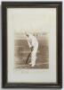 Kumar Shri Ranjitsinhji. Cambridge University, Sussex, London County & England 1893-1920. Excellent original sepia photograph of Ranjitsinhji standing full length in batting pose at the wicket. The photograph with official blind embossed stamp for Vandyk 