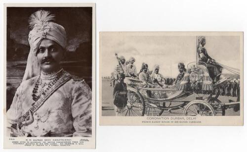Kumar Shri Ranjitsinhji. Cambridge University, Sussex, London County & England 1893-1920. Early original mono studio portrait postcard of Ranji, head and shoulders wearing cermonial robes, c.1908. Printed title to lower border. J. Beagles & Co., London se