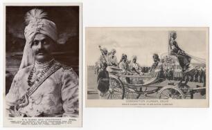 Kumar Shri Ranjitsinhji. Cambridge University, Sussex, London County & England 1893-1920. Early original mono studio portrait postcard of Ranji, head and shoulders wearing cermonial robes, c.1908. Printed title to lower border. J. Beagles & Co., London se