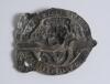 &lsquo;Strength holds the Bat, Wisdom guides the Ball&rsquo;. Early exquisite Victorian embossed circular brass belt buckle featuring a lion&rsquo;s head holding a bat in its teeth, intertwined in the design is a snake with a cricket ball between its teeth with the wording - 2