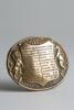 &lsquo;Scores of Great Match. England v Australia 1880&rsquo;. First Test Match in England. England v. Australia 1880. Rare and early oval brass belt buckle, with clasp and flat hook to back with impressed image of the players names and their individual scores in the - 3