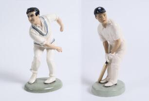 &lsquo;Freddie Truman. Yorkshire & England&rsquo;. A glazed pottery figure of Freddie Trueman modelled full length, wearing Yorkshire colours, in bowling action. Incised to base with title and signed R. Underwood. 9&rdquo; tall. Issued in a limited number, this being marke