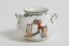 &lsquo;There&rsquo;s Style&rsquo;. Royal Doulton Black Boy miniature two handled bulbous pot, with printed image of a boy in red shirt and a floppy hat in batting pose in front of the wicket to one side and to the other, a crest with &lsquo;The All Black Team&rsquo;. Green floral deco - 3