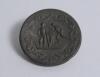 Cricket button. Very early cricket button, with figures of a batsman, under arm bowler and stumps within decorative circular border . Circa 1830/40&rsquo;s (?). Indistinct embossing to verso. G. Rare