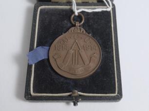 Arthur Fielder. Kent & England 1900-1914. M.C.C. Centenary 1814-1914. Original medal presented to Humphries to mark 100 years of the third Lord&rsquo;s Cricket Ground. The bronze metal medal with &lsquo;M.C.C. 1814-1914, with cricket bat and stump decoration&rsquo; and bel