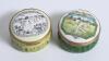 &lsquo;Cricket at Lord&rsquo;s&rsquo;. Halcyon Days circular enamelled pill box. The lid with an early cricket scene at Lord&rsquo;s, the hinged lid revealing title &lsquo;Cricket at Lord&rsquo;s in the early 19th century&rsquo; and small image of a cricketer in top hat. The outer decorated with 