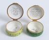 &lsquo;Cricket at Lord&rsquo;s&rsquo;. Halcyon Days circular enamelled pill box. The lid with an early cricket scene at Lord&rsquo;s, the hinged lid revealing title &lsquo;Cricket at Lord&rsquo;s in the early 19th century&rsquo; and small image of a cricketer in top hat. The outer decorated with - 2
