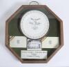 John Kent &lsquo;Jack&rsquo; Nye. Sussex 1934-1947. One-off dinner plate with inscription to centre &lsquo;Merry Christmas Jack. Best Wishes D.C.S. Compton & J.A. Young, M.C.C. Touring Team 1948-49&rsquo;. The plate, by unknown maker, with gilt lustre to edge and floral decorati