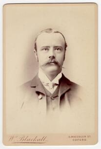 William Lloyd Murdoch. New South Wales, Sussex, London County & Australia 1875-1904. Excellent sepia cabinet card photograph of Murdoch, head and shoulders, in formal attire. Cabinet card by W.Blackhall of Oxford and measures 4.25&rdquo;x6.5&rdquo;. Very good/excelle