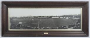 Australian tour to England 1909. Large original panoramic mono photograph of a view of the tour match, Sussex v Australians at Hove, 26th- 28th August 1909. The photograph depicts the match in progress with large crowds in attendance, the church and town 