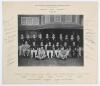 Australian Services tour to England 1945. Rare signed original mono photograph of the players and officials of the Australian Services touring party seated and standing in rows, the players wearing cricket attire and tour blazers. The photograph laid to m