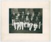 North v South (Test trial) 1927. Original mono photograph of the South team who played the North at Bramall Lane on the 25th to 28th June 1927. The players, standing and seated in rows, wearing blazers and caps. Signed to the image in ink by all eleven me