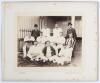 South v North 1892. Excellent early original mono photograph of ten members of the South team seated and standing in rows wearing cricket attire for the match played at Hastings 8th- 9th September 1892. Players featured are W.G. Grace (Captain), R. Abel, 