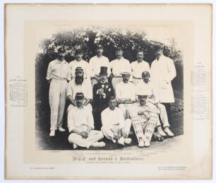 &lsquo;M.C.C. and Ground v. Australians&rsquo; 1896. Early original mono photograph of the eleven members of the England team for the remarkable match played at Lord&rsquo;s 11th- 13th June 1896. The players, seated and standing in rows wearing cricket attire, are W.G. Gra
