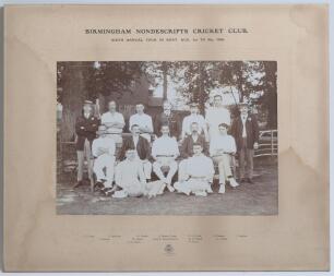 &lsquo;Birmingham Nondescripts Cricket Club&rsquo; 1908 & 1910. Two early photographs of the Nondescripts cricket team seated and standing in rows wearing cricket attire. Both photographs by De&rsquo;Ath & Condon of Ashford, laid down to official photographer&rsquo;s mounts with