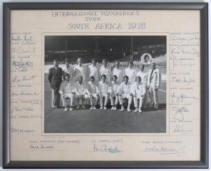Robert William &lsquo;Bob&rsquo; Taylor. Derbyshire & England 1961-1988. &lsquo;International Wanderers tour to South Africa March-April 1976&rsquo;. mono photograph of the International Wanderers touring party, seated and standing in rows wearing cricket attire. The photograph 