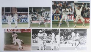 South Africa v England 1982 & 1998. Thirty colour and mono press photographs featuring South Africa and England players in match action in South Africa and England. Seven photographs signed by the featured player. Signatures are Allan Donald, Shaun Polloc