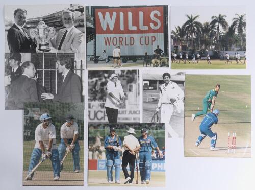 Cricket World Cups 1983-1996. Thirty original mono and colour press photographs of players and officials from the World Cups of 1983 in England, Australia/ New Zealand 1992, and India/ Pakistan 1996. Players featured include Willis, Cork, DeFreitas, White