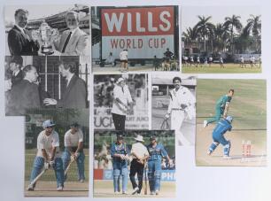 Cricket World Cups 1983-1996. Thirty original mono and colour press photographs of players and officials from the World Cups of 1983 in England, Australia/ New Zealand 1992, and India/ Pakistan 1996. Players featured include Willis, Cork, DeFreitas, White