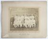 &lsquo;Lord Sheffield&rsquo;s Eleven at Sheffield Park, August 26 & 27, 1881&rsquo;. Early original sepia photograph of Lord Sheffield&rsquo;s team seated and standing in rows wearing cricket attire for the match v A. Shaw&rsquo;s XI, 26th- 27th August 1881. Players featured include E