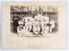 &lsquo;The Parsees&rsquo; (Bombay, India) 1886. Large original sepia photograph of the Parsees team who played the Sheffield Park team at Sheffield Park, East Sussex on the 24th & 25th May 1886, standing and seated, in rows wearing blazers, caps and cricket attire. T