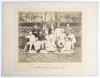 &lsquo;Sheffield Park v. Parsees [Bombay, India], 1886&rsquo;. Large original sepia photograph of the Sheffield Park team who played the Parsees at Sheffield Park, East Sussex on the 24th & 25th May 1886, standing and seated, in rows wearing blazers, caps and cricket