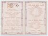 South African tour of England 1894. &lsquo;Earl of Sheffield&rsquo;s XI v South Africa 1894&rsquo;. Excellent original folding menu card for the Luncheon given by Lord Sheffield on the 22nd May 1894 during the match played at Sheffield Park, Uckfield from the 22nd to the 2 - 2