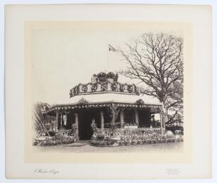 The Ladies&rsquo; Pavilion, Sheffield Park, East Sussex 1886. Excellent large original sepia photograph of the Ladies Pavilion, which Lord Sheffield had built in the winter of 1885/86 and completed in time for the 1886 season when the touring Australians and Pa