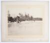 The Earl of Sheffield. Skating in the Park 1895. Early large original sepia photograph of two speed-skaters racing on the ice on the frozen lake at Sheffield Park. In February 1895 Lord Sheffield engaged two champion skaters, Lindahl of Norway and Smart, 