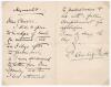 Sir Charles Aubrey Smith. Sussex, Transvaal & England 1882-1896. Two page handwritten letter from Aubrey Smith to Charlie, headed Haymarket and undated but probably from around 1900. Smith speaks of not opening an envelope of books for around thirty days 
