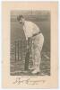 Sydney Edward Gregory. New South Wales & Australia 1889-1912. Early original mono postcard of Gregory in batting pose wearing Australian Test cap. Printed title &lsquo;Mr. S.E. Gregory&rsquo;. Very nicely signed in black ink to lower margin &lsquo;Syd Gregory&rsquo;. Wrench Seri