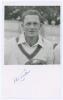 Donald &lsquo;Don&rsquo; Tallon. Queensland & Australia 1933-1954. Mono real photograph player portrait postcard of Tallon, head and shoulders wearing cricket attire. Nicely signed in blue ink to the lower margin by Tallon. Official stamp to verso for A. Wilkes & Son