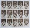 Australian tour of England 1930. Excellent complete set of fifteen sepia real photograph plain back postcards of each member of the Australian touring party. Each player featured on the postcards has been taken head and shoulders, wearing Australian sweat