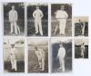 Australia tour to England 1905. Six sepia real photograph postcards of Australian cricketers who toured England in 1905, each player depicted standing full length in cricket attire in various poses with printed title to lower part of the image. All postca