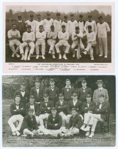 Australian tour to England 1912. Sepia real photograph postcard of the Australian touring party seated and standing in rows wearing cricket attire and caps. Rotary Series 9475A. Printed title and players names to lower border. Players include Gregory, Jen