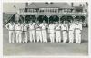 Australia tour to England 1956. Original mono real photograph postcard of the Australian team for the tour match v T.N. Pearce&rsquo;s XI at Scarborough 5th- 7th September 1956, the players standing in one row wearing cricket attire in front of the pavilion. Pl