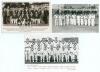 Australia tour to England 1956. Two mono/ sepia official real photograph postcards of the Australian touring party seated and standing in rows wearing cricket attire with printed players&rsquo; names to lower border. One slightly larger format with facsimile si