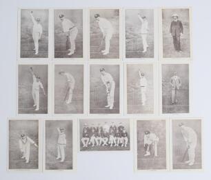 M.C.C. tour of New Zealand 1906/07. Fifteen of the set of sixteen mono postcards featuring members of the M.C.C. touring party and team group to New Zealand 1906/07. Players include De Trafford, Douglas, Simpson-Hayward, Page, Burns, Torrens, May, Fox, Cu