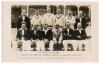 Derbyshire C.C.C. 1947 & 1948. Excellent mono real photograph plain back postcard of the 1947 team, seated and standing in rows, wearing cricket attire with title and players names to lower border. Sold with a postcard sized photograph of the 1848 team, a