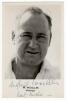 Wilfred Wooller. Glamorgan 1935-1962 and Don Shepherd. Glamorgan 1950-1972. Mono real photograph postcard of each player, head and shoulders, with name and county printed to lower border. Signed in ink by both Wooller and Shepherd. Sporting Handbooks Ltd.
