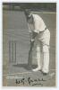William Gilbert Grace. Gloucestershire, London County & England 1865-1908. Excellent and early mono real photograph postcard of Grace standing full length at the wicket in batting pose wearing a London County[?] cap. Printed title &lsquo;Dr. W.G. Grace&rsquo;. Very n