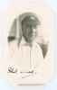Charles Philip &lsquo;Phil&rsquo; Mead. Hampshire & England 1905-1936. Original mono real photograph postcard of Mead depicted head and shoulders in cameo wearing cricket attire and M.C.C. touring cap. Nicely signed in ink to the below the image by Mead. Thin paper s