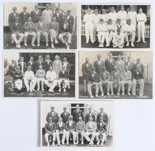 Kent 1921-1925. Five mono real photograph postcards of Kent teams of the period, players depicted seated and standing in rows. Teams are 1921, 1922, 1923, 1924 and 1925. All published by B.C. Flemons of Tonbridge. Players featured include Troughton, Wood,